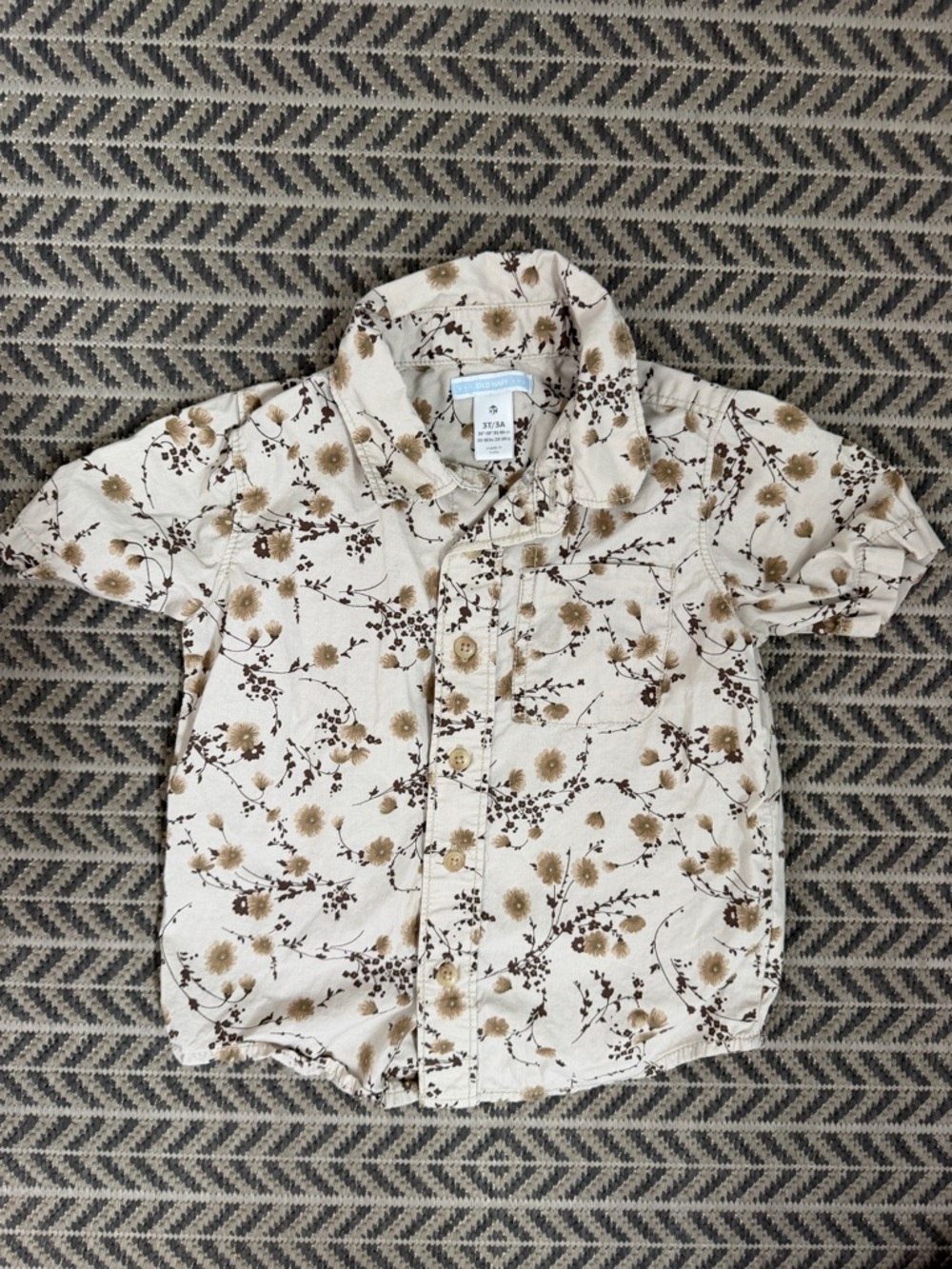 Cream Floral Button-Up Shirt 3T